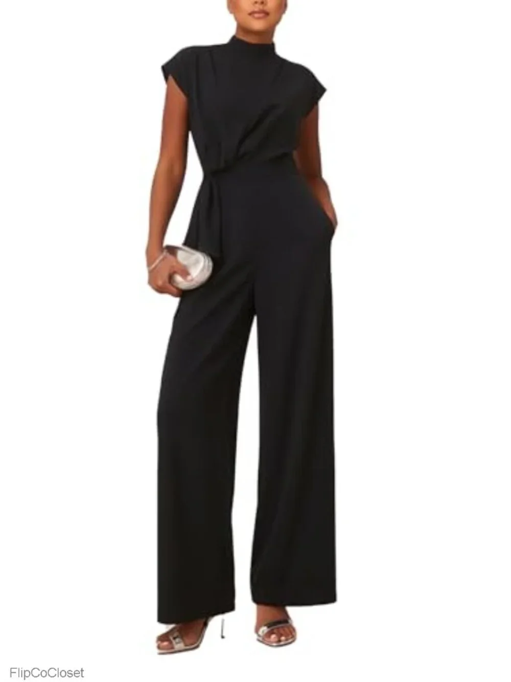 Wide Leg Jumpsuit for Women Dressy Short Sleeve One Piece Romper Casual